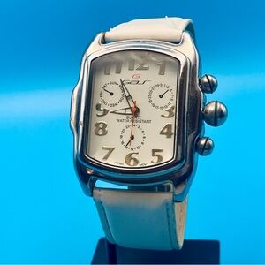 GAS Men’s Fashion Quartz Wristwatch Faux Subdials Leather Strap Working New Batt